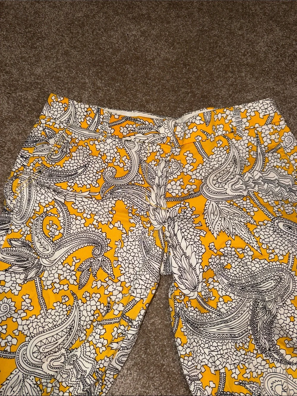 J Crew Skimmer City Fit Floral Yellow Cotton Stretch Pants Size Misses 4